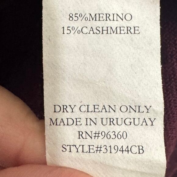 Chaiken Burgundy Merino Cashmere V-Neck Sweater Flared Sleeve Women’s Size Large - Picture 5 of 7